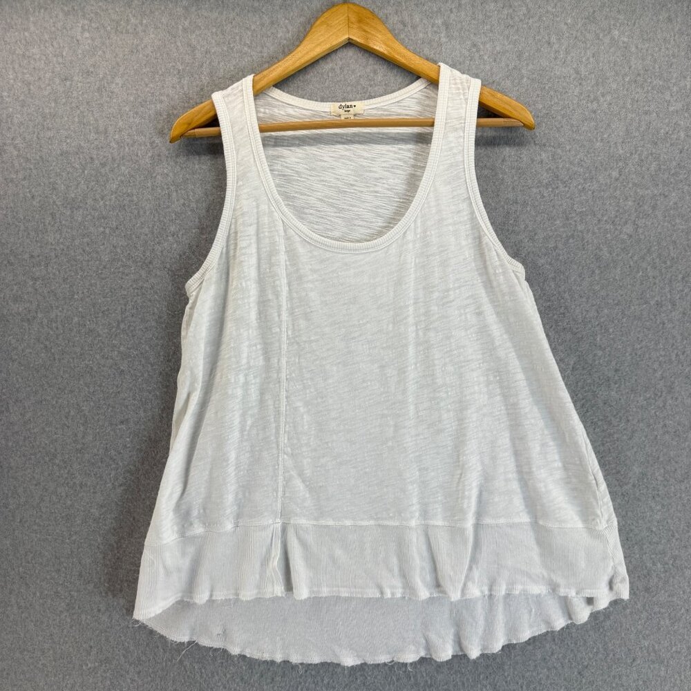 Dylan White Sleeveless Tank Top High Low‎ Hem Cotton Casual Womens Size Large